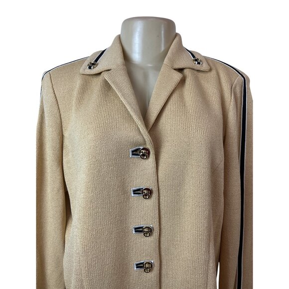 St. John Collection Knitted Beige Button-Up Womens Blazer Jacket Beige Sz 8 - Picture 4 of 6
